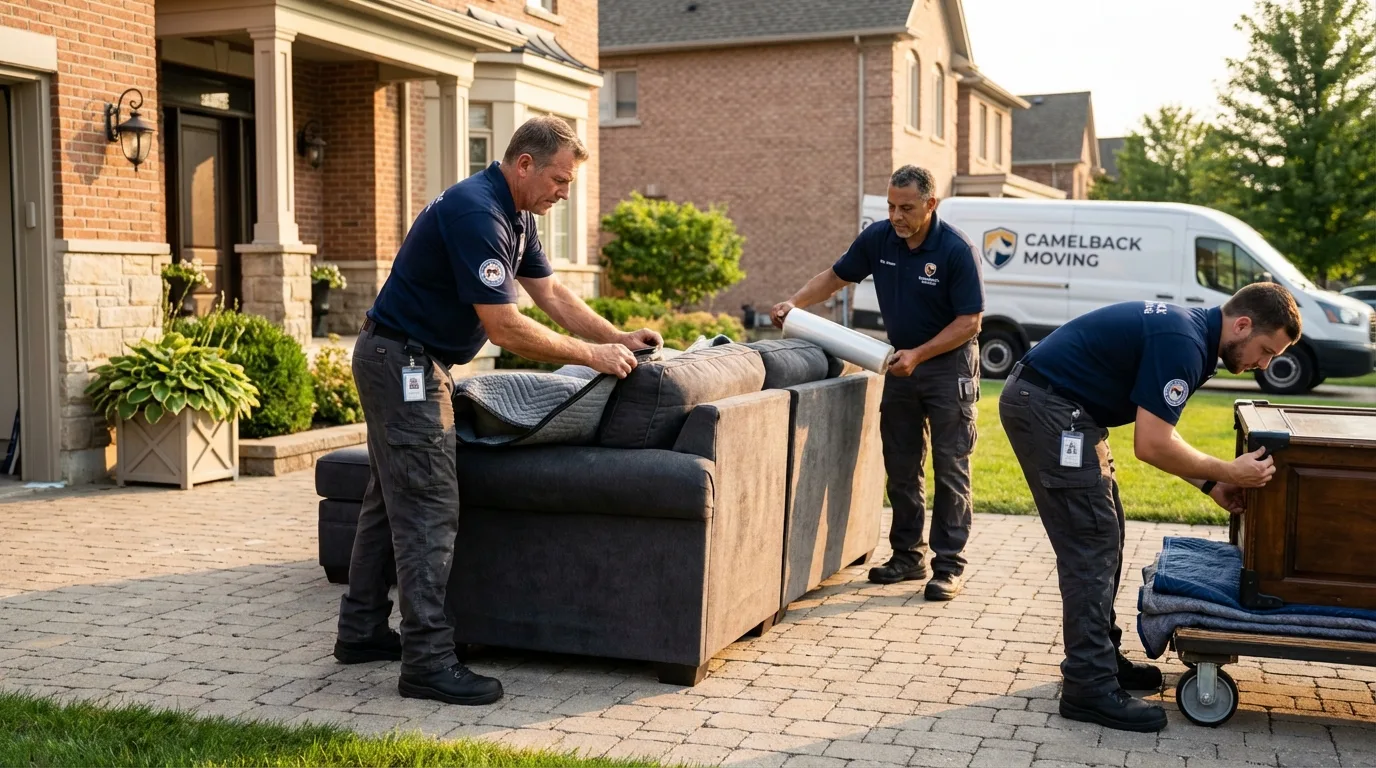 Large estate moving crew wrapping furniture in Kirksville, MO