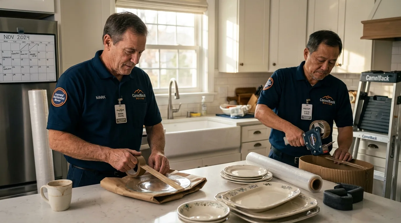 Professional crew packing kitchen dishware in Kirksville, MO